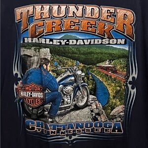 Vintage Harley Davidson Navy  Pocket T-Shirt 2XL Thunder Creek  Chattanooga